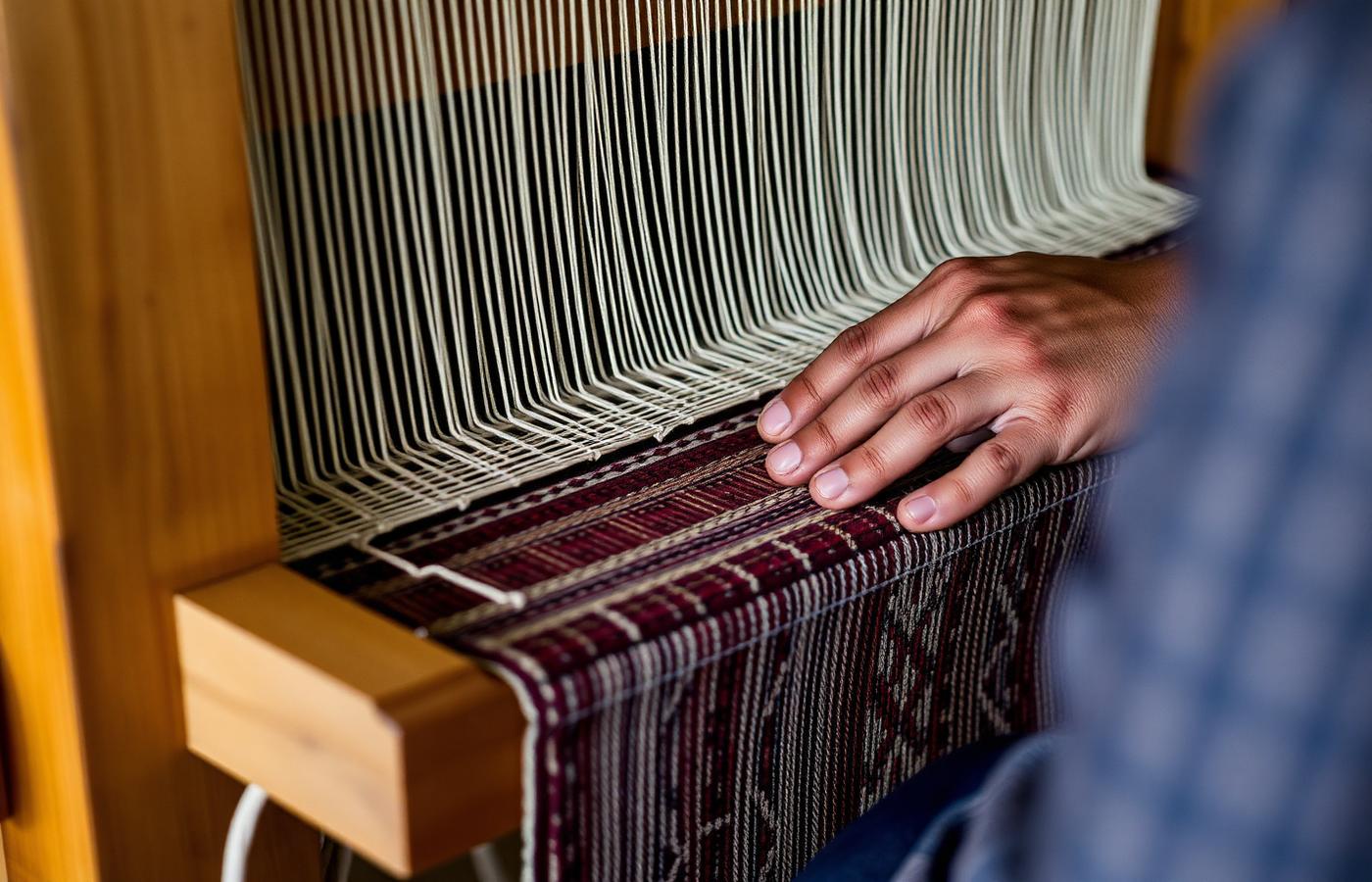 Artisan hands weaving